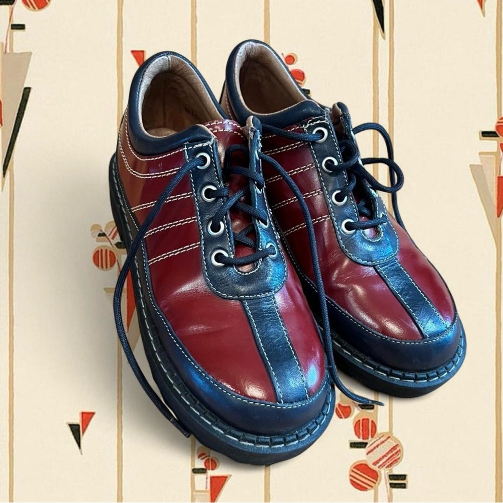John Fluevog Red and Blue Flats